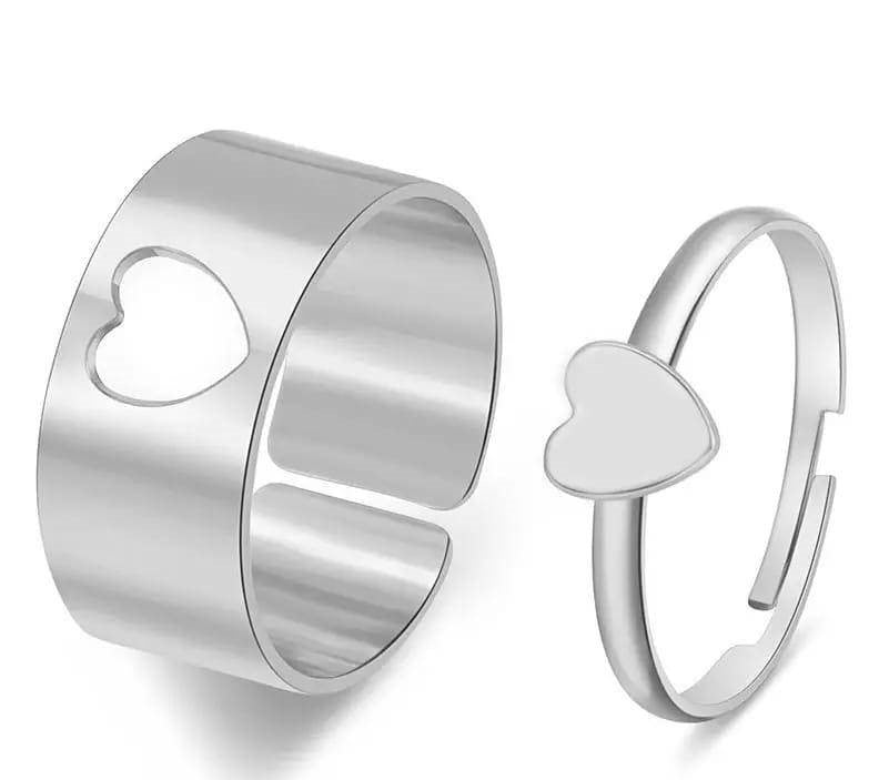 silver heart rings , front side