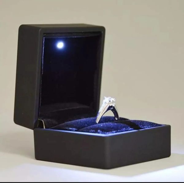 Jewelry Box With Led Light For Engagement Wedding Rings Box | Festival Birthday Jewelry Ring Box (box Only)