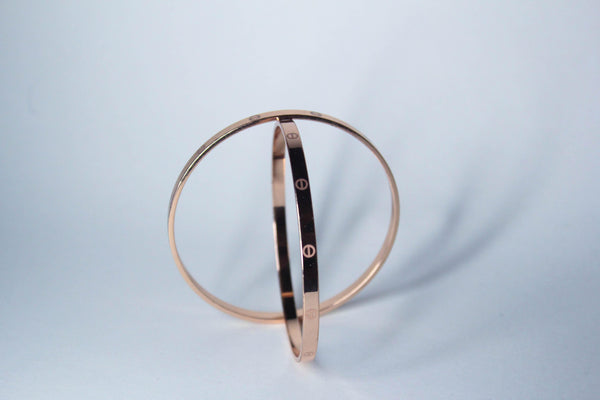 rose gold bangle pair , front side