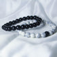 white-black bead bracelet , front side