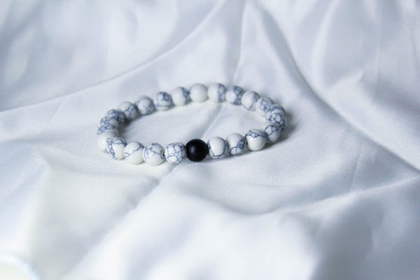 white bead bracelet , front side